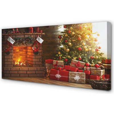 Obrazy na plátně Krb Vánoční dárky 100x50 cm – Hledejceny.cz