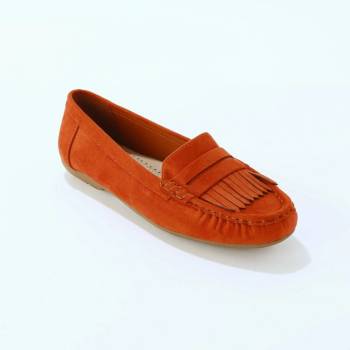 Pružné mokasíny z mikrovlákna terakota