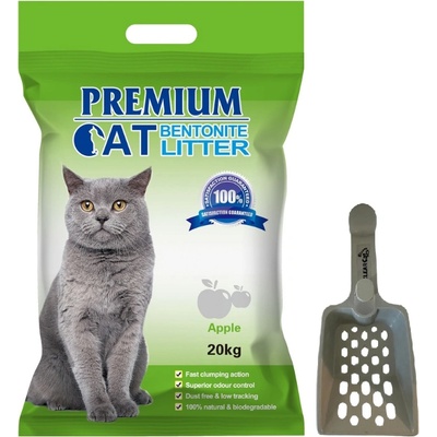 Premium Cat Премиум котешка тоалетна с бентонит - Ябълка за котки 20 кг + безплатна лопатка за котешка тоалетна