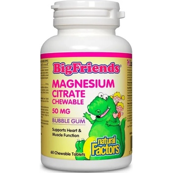 Natural Factors Magnesium Citrate, 50 mg, 60 дъвчащи таблетки, Natural Factors (1648 NF)