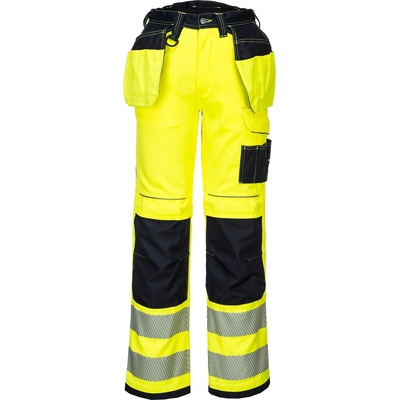 Portwest hi-vis pw306 / Светлоотразителни еластични панталони, 12 джоба - hv Жълто/Черно uk 48/eu 64/66 (pw306ybr48)