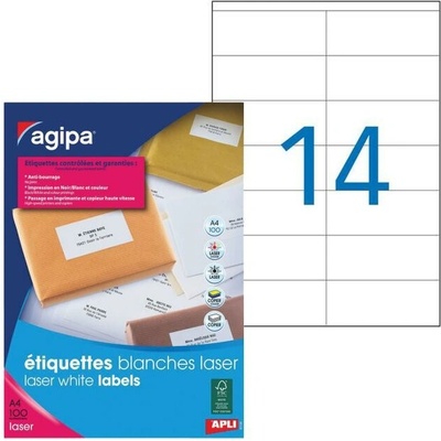 Etikety laser 105x42mm Agipa A4 100 hárkov