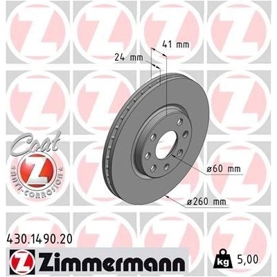 Brzdový kotúč (cena za 1ks) ZIMMERMANN 430.1490.20