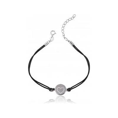 Nubis černý náramek se stříbrným přívěskem IT0012-K