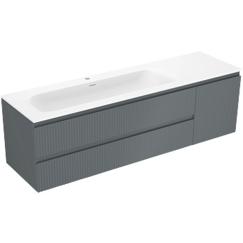 Mexen Rivel баня шкаф 160 cm с мивка Vela лява, 2S, 1D, релефна, графит/бял мат - 91A23-16047-3-BBFFF66-W23L01 (91A23-16047-3-BBFFF66-W23L01)