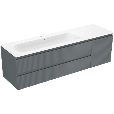 Mexen Rivel баня шкаф 160 cm с мивка Vela лява, 2S, 1D, релефна, графит/бял мат - 91A23-16047-3-BBFFF66-W23L01 (91A23-16047-3-BBFFF66-W23L01)