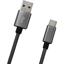 mobilNET Dátový kábel USB-C sivý metalický, 1m, 2A