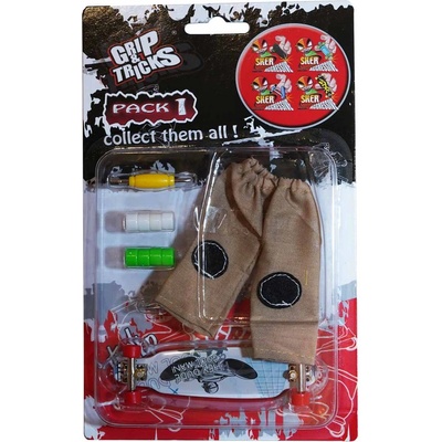 Grip & Tricks Комплект играчка за пръсти long board, сив, с надписи (gt-f-lbp-ivory)