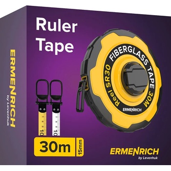 Levenhuk Ролетка Ermenrich Reel SR30 Универсална измервателна лента от фибростъкло. Дължина на лентата: 30 метр (81887)