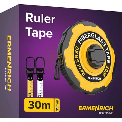 Levenhuk Ролетка Ermenrich Reel SR30 Универсална измервателна лента от фибростъкло. Дължина на лентата: 30 метр (81887)