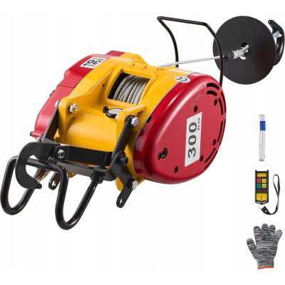 SucceBuy Elektrický naviják 1500W 19 m/min Nosnost 300 kg Přenosný s dálkovým ovládáním