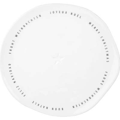 Textilomanie Biely porcelánový tanier MERRY CHRISTMAS