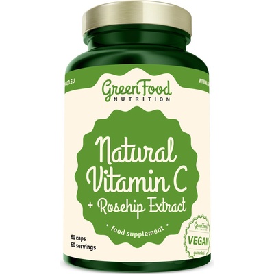 GREENFOOD NUTRITION Natural Vitamín C + extrakt zo šípok 60 kapsúl