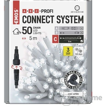 Emos D2AC02 Profi LED spojovacia reťaz biela 5 m vonkajšia aj vnútorná studená biela časovač