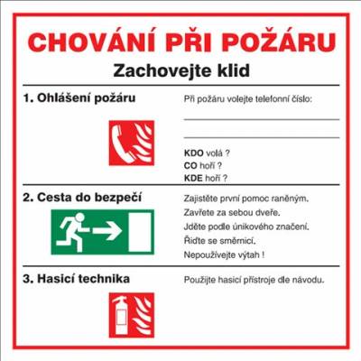 Značka Chování při požáru, samolepicí fólie, 20 × 20 cm BZ FH979