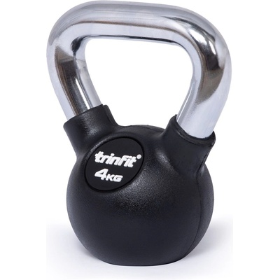 TRINFIT Kettlebell kov / guma s chrom madlem PREMIUM 4 kg