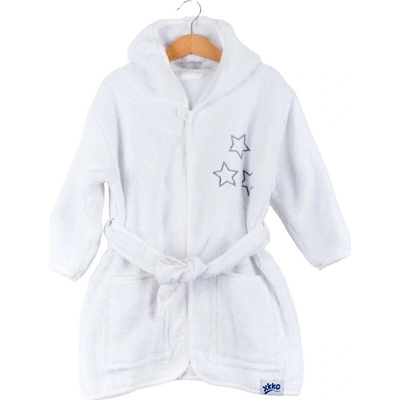 XKKO BIO Bavlněný župan Organic White Stars bílý