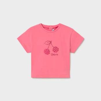 Image 1 of MAYORAL Тениска къс ръкав basic в розово Cherie с розов надпис за мини момиче Mayoral