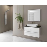 Drop Комплект долни шкафове в бяло и плот с графитно покритие Drop Luxus 80 см (5PLX085WH+5TM4085PW)