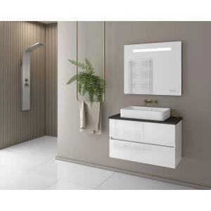 Drop Комплект долни шкафове в бяло и плот с графитно покритие Drop Luxus 80 см (5PLX085WH+5TM4085PW)