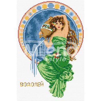 Milena Style Зодия Водолей - гоблен със схема конци dmc Кръстат бод