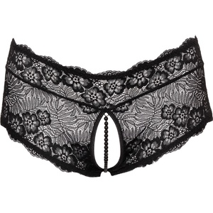 Cottelli Collection Curves Crotchless Floral Lace Panties with Stimulating Pearls 2311020 Black XXXL
