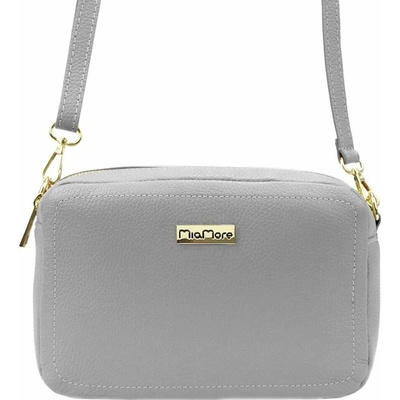 MiaMore dámská kabelka Dollaro 01-063 Přírodní Kůže Popel crossbody