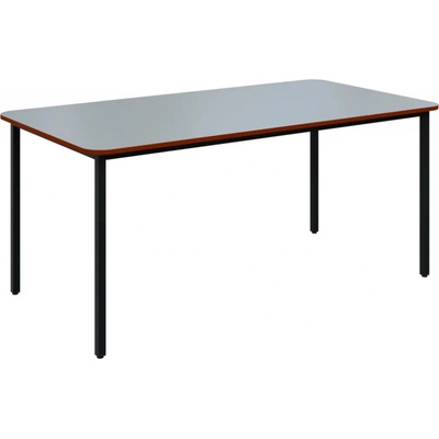 JSBR 170 N jídelní stůl kovová podnož černá deska 18 mm deska šedá s hranou cihlově červená 1700 x 900 mm