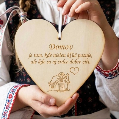 LYMFY | Dřevěná tabulka 17cm-Domů je tam ... | přírodní dřevo