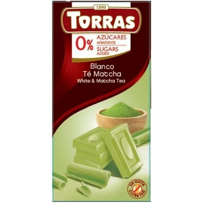 Torras bez cukru bílá s matcha 75 g