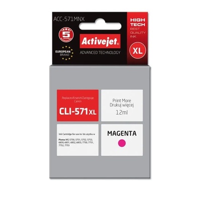 Activejet Мастило Activejet ACC-571MNX (заместител за Canon CLI-571XLM, Supreme, 12 ml, магента) (ACC-571MNX)