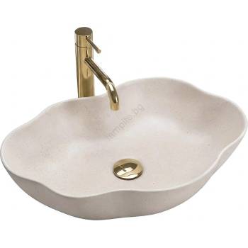 Rea REA-U0617 - Мивка за плот PEARL 38x50, 5 см керамика/бежова/имитация на камък (RE0227)