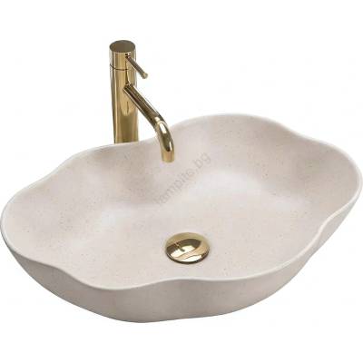 Rea REA-U0617 - Мивка за плот PEARL 38x50, 5 см керамика/бежова/имитация на камък (RE0227)