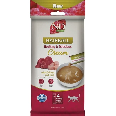 Farmina Creamy N&D Quinoa Cat Hairball with Chicken & Tuna Adult maškrta pre mačky 60 g