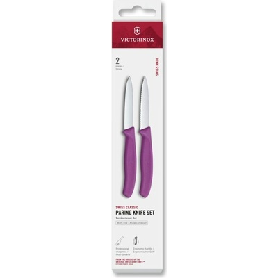 VICTORINOX Swiss Classic paring knife set 2 ks 8cm straight/wavy pointed tip purple box