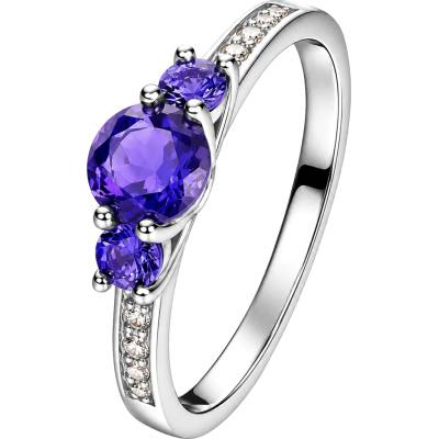 Zlaton Prsten bílé zlato s iolitem a tanzanitem s diamanty N14012602093