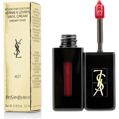 Yves Saint Laurent Vernis À Lèvres Vinyl Cream lesk na rty s krémovou texturou 401 Rouge Vinyle 5,5 ml