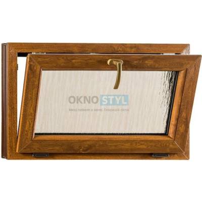 OKNOSTYL.cz plastové okno sklopné sklo kůra REHAU 9000 x 5500 mm Bílá / Zlatý dub