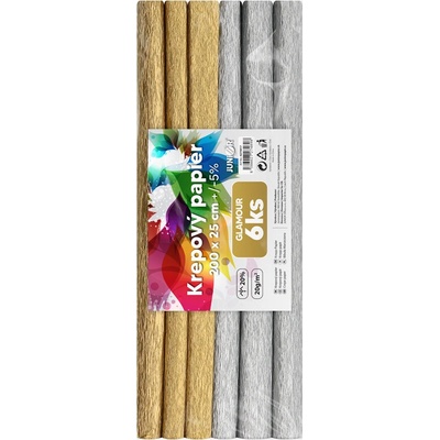 Krepový papier JUNIOR 200x25 cm GLAMOUR (sada 6 ks)
