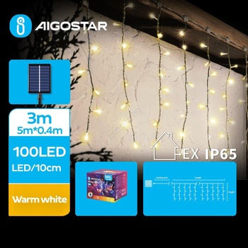 Aigostar - LED соларен коледен гирлянд 100 LED, 8 функции, IP65, топло бяло (AI0434)