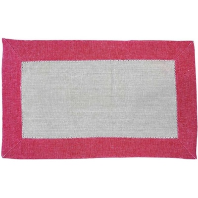 Home Elements Prestieranie s obrubou recyklovaná bavlna béžová + červená 30x50 cm