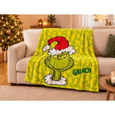 Jerry Fabrics fleecová detská deka Grinch zelená
