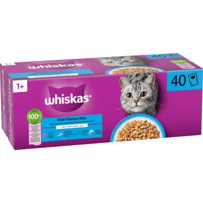 Whiskas 1+ Adult kapsičky 40 x 85 g Ryba v želé 4 druhy