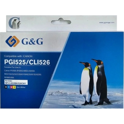 Compatible КОМПЛЕКТ 4 ГЛАВИ CANON PIXMA iP 4850/MG5150/5250/6150/8150 - Multi Packink tank With Chip - PGI-525PGBK/CLI-526C/CLI-526M/CLI-526Y - PN NC-C-0525BK/526C/M/Y - 4 pack - G&G (NC-C-0525BK)