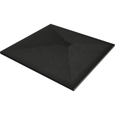 Mexen Stone+ Композитен квадратен душ корито 70 x 70 см, черен, с черно (44707070-B)