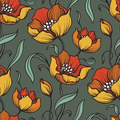 Funkční žebrovaný náplet metráž retro tulipány žluté