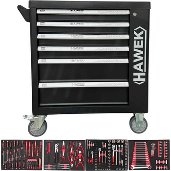 HAWEK Количка за инструменти 156 части, 6 чекмеджета и странично отделение, HAWEK HW-2055, 780x740x470 мм (HW-2055)
