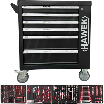HAWEK Количка за инструменти 156 части, 6 чекмеджета и странично отделение, HAWEK HW-2055, 780x740x470 мм (HW-2055)
