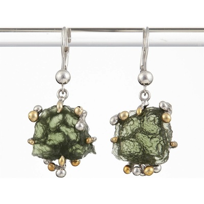 My Moldavite Stříbrné náušnice s přírodními vltavíny 1440