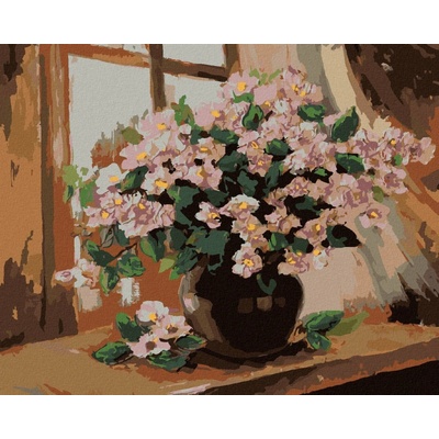 Zuty Malování Podle Čísel Bohaté Květiny Ve Váze Na Stole 80 x 100 cm Plátno Rám